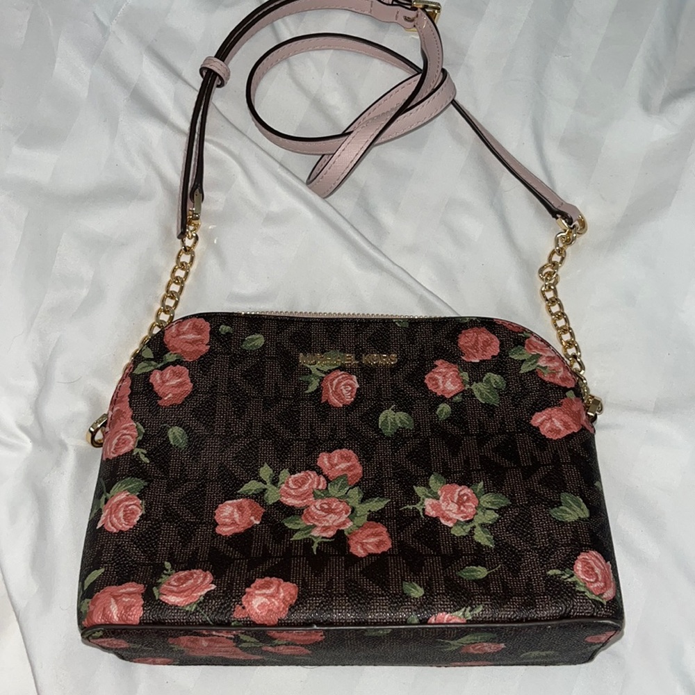 Michael Kors Cindy Logo Floral dome crossbody bag